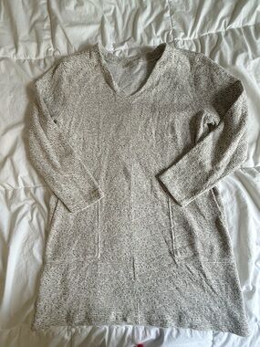 LOFT Outlet Cream Heather Knit Sweater Dress